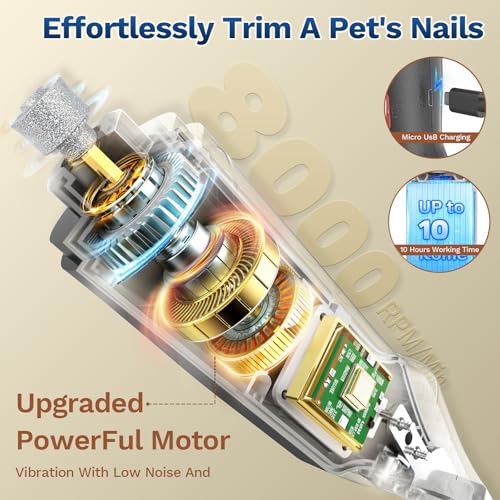 2 in 1 Dog Nail Clippers & Cat Nail Clippers Trimmers for Large Medium Small Dogs Cats Claw Trimmer Quick Sensor and Safety Guard USB Rechargeable Dogs Nail Trimmer with Catcher & 2 LED Lights - color: Black