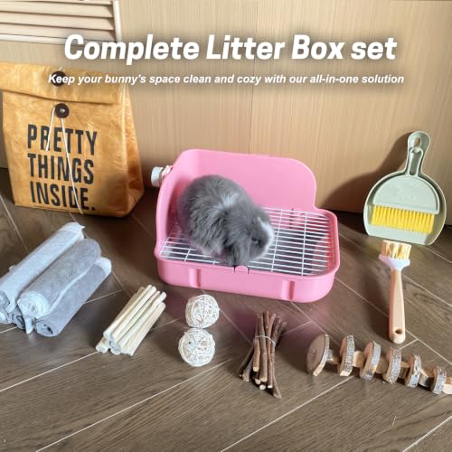 Rabbit Litter Box, Bunny Litter Box, Guinea Pig Potty Trained, Square Small Animal Toilet Potty Pan for Rabbit Guinea Pig Ferret Hamster Chinchilla (Pink) - color: Pink