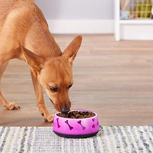 Dogit Non-Skid Dog Food and Water Bowl, Pink | BPA-Free Dish with Cute Hearts and Bones Design, Dishwasher Safe Pet Bowl, 4.9” Diameter, 10.1 fl. oz. Capacity - color: Pink