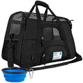 PetAmi Airline Approved Pet Carrier for Cats & Small Dogs, Small, Black | Soft Sided TSA Travel Bag, Sherpa Bed, Breathable Mesh Ventilation, Collapsible Bowl, Fits Under Seat, Up to 18 lbs - color: Black, size: Small - 17"L x 10.2"W x 11.2"H