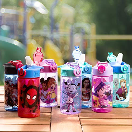 Zak Designs Disney Frozen 2 Kids Spout Cover and Built-in Carrying Loop Made of Plastic, Leak-Proof Water Bottle Design, 16oz, Elsa & Anna - color: Elsa & Anna, size: 16 Ounces