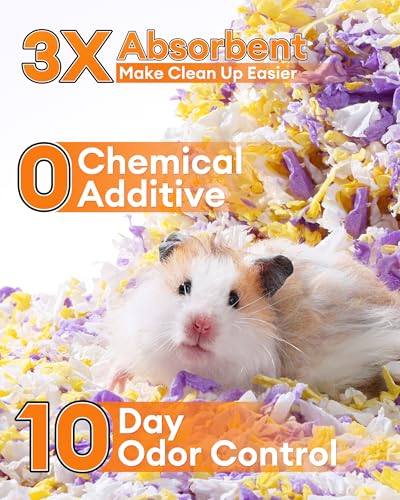 BUCATSTATE Hamster Bedding 15L, Truly 99% Dust-Free Small Animal Paper Bedding Odor Control, Cozy Hamster Litter for Rabbit Rat Syrian Dwarf Hamsters Gerbils (Sunrise Iris)