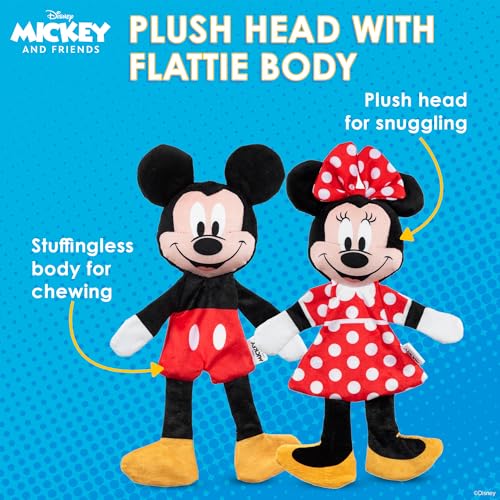 Disney for Pets Mickey & Minnie Mouse Plush Dog Toy Set, 13.5 Inch, 2 Pk | Squeaker with crinkle flattie body design, officially licensed Disney product, hours of fun, 2 pc set - color: Mickey & Minnie Mouse Plush, size: 13.5 Inch