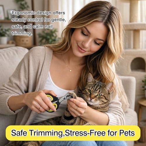 Professional Cat & Small Pet Nail Clippers Set, Safe Stainless Steel Claw Trimmers for Indoor Cats, Kittens, Small Dogs, Birds & Rabbits (2-Pack)