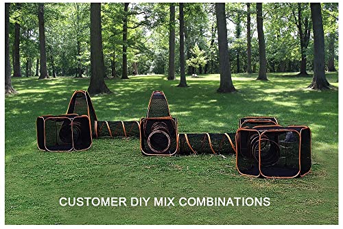 Portable Cat Small Animals Playpen DIY Outdoor Enclosures Freely Combinable 2in1 4in1 6in1 Pop Up Pet Play Tent Tunnel Cube House for Cat Puppy Rabbit (4in1 Tower Tent Tunnel) - color: 4in1 Tower tent tunnel