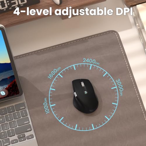 INFINMIND Wireless Bluetooth Side Scroll Mouse with Multi-Device, Ergonomic Computer Mice with Smart Flying Scroll, Quiet Click 4-Level DPI for Computer, Laptop, iPad, Tablet, MacBook (Black) - color: Black