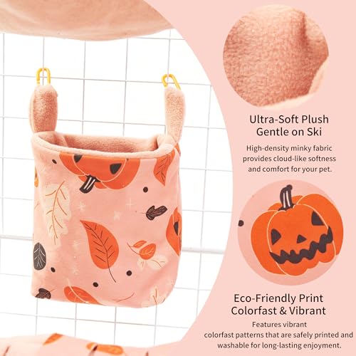 8 Pcs Sugar Glider Cage Set, Small Animal Fleece Hammock Set, Hanging Bed, Climbing Bridge and Toys for Sugar Gliders, Fancy Rats, Squirrels,Ferrets,Orange7126-3 - color: Orange