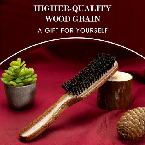 STYLEMATE Sapele Wood Boar Bristle Hair Brush for Women Men, Soft Slick Back Hair Brush for Thin & Fine Hair, Smoothing Hairbrush for Polishing, Deepening & Styling - size: 1 Count (Sapele)