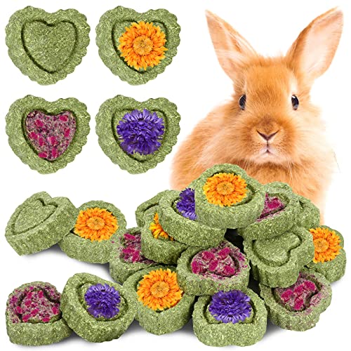 20PCS Bunny Chew Toys for Bunny's Teeth Organic Timothy Hay Cakes | Rabbit Toys for Bunny's Teeth, Rabbits, Chinchilla, Hamster, Guinea Pig Reliable Rabbit Chew Toys for Teeth