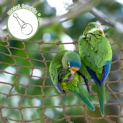 Parrot Climbing Net Jungle Fever Rope Small Animals Toys for Parakeets Lovebirds Finch Budgerigars Conure Cockatiel (L 24" x 24") - size: L 24" x 24"