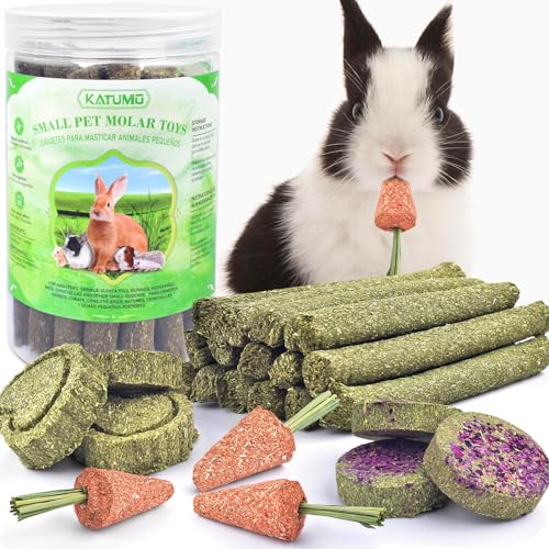 KATUMO Timothy Hay Sticks, Rabbit Chew Sticks Bunny Chew Toys for Teeth | 24pcs, Healthy Rabbit Food, Rabbit Chew Toys for Teeth, Suitable for Rabbits, Guinea Pigs Hamster Chinchilla and Small Pets - size: 0.37 Ounce (Pack of 24)