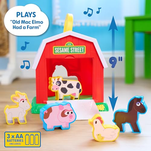 Just Play Sesame Street Elmo's Learn & Sort Barn with Music and Sounds | 6-pieces, Teaches Toddlers Shapes, Sounds, and Problem-Solving Skills, Toy for Girls, Boys, Kids, Ages 2 and Up