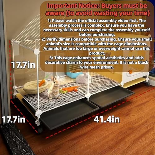 Luxury Villa Rabbit cage with Wheels, Guinea Pig cage | complimentary Food Bowl, Bed. Suitable for Hamsters, Chinchillas, Squirrels, Hedgehogs, Ferrets, Cats，Mouse - size: 41.4"Lx 17.7" Wx17.7"H