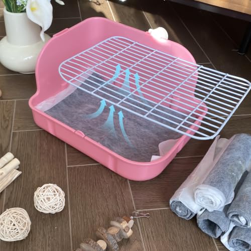 Rabbit Litter Box, Bunny Litter Box, Guinea Pig Potty Trained, Square Small Animal Toilet Potty Pan for Rabbit Guinea Pig Ferret Hamster Chinchilla (Pink) - color: Pink