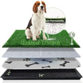 HQ4US Dog Grass Pad with Tray, Odor Free Grass Pee Pad for Dog Litter Box | Large Indoor Dog Potty Tray with Grate, Artificial Grass Fast Drainage, Hemmed Edge, Reusable Puppy Pads for Balcony - size: Large - 34”×23” for 10-60lbs Dog