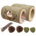 Natural Wooden Hamster Tunnel,Wood Hamsters Hideout Tube,Small Animal Hollow Tree Trunk Holes Exercise Mouse Chew Toys Cage Accessories for Chinchillas Guinea Pigs Dwarf Rat(14Pcs) - size: 【14Pcs】
