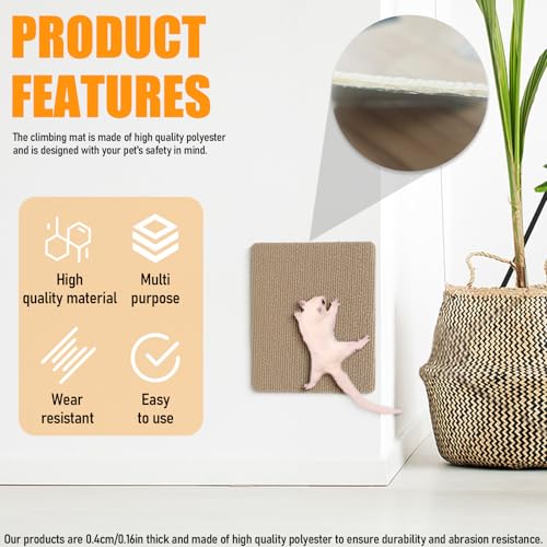 3 Pcs Sugar Glider Toys, Self-Adhesive Sugar Glider Cage Accessories | Small Animal Climbing Felt Mats, for Sharpening Claws, Pet Rat Enrichment Toys for Wall Furniture, Gray, White, Khaki