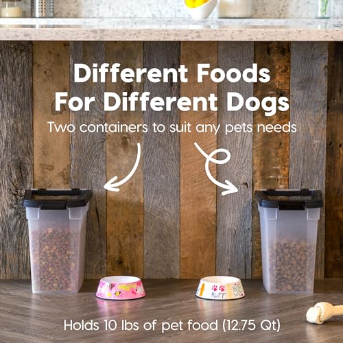 IRIS USA Dog Food Storage Container, 2-Pack, Up to 10 lbs, Black | Made in USA, Stacklable Design, Airtight Seal, BPA-Free, Bird Seed, Cat food, Treats, Multi-Pet Use - color: Black, size: 10 lbs - 2 Pack