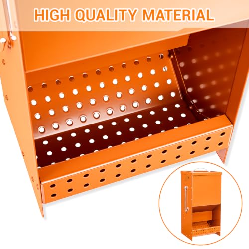 Rabbit Feeders Automatic for Cages,Orange 5 Pound Large Metal Trough Feeder | With Lid Galvanized Steel Outdoor Bunny Food Dispenser for Rabbits Chicken Guinea Pig Pet Other Small Animals