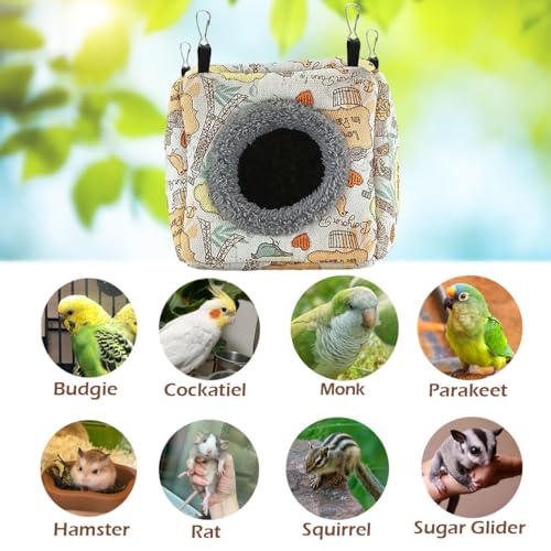 Bird Hammock Bed - Plush Nest for Parakeet Cockatiel Conure Lovebird etc | Warm, soft, breathable, cute, shape preserving