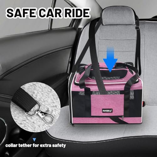 Top-Expandable Cat Carrier 18x11x11, United Delta American Airline Approved | Soft-Sided Small Dog Pet Carry Bag Travel Under-Seat in Cabin, Puppy Airplane Crate 10lbs TSA Plane Kitten Cage Kennel Pink - color: Pink
