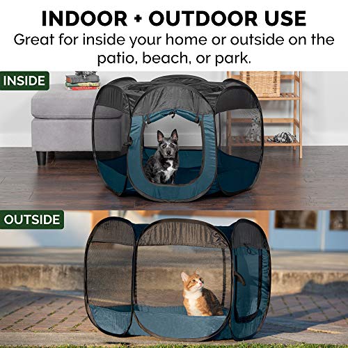 Furhaven Portable Dog Playpen Cat Tent, Pet playground,Kennel foldable indoor outdoor zippered puppy crate - Sailor Blue, Small - color: Sailor Blue, size: Small