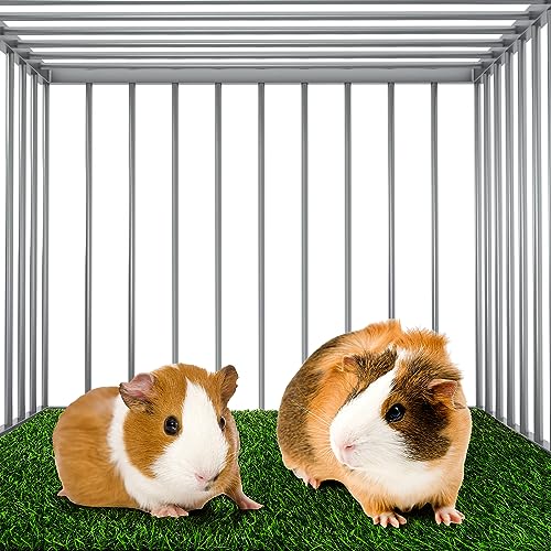 Fasmov 4 Pack Artificial Grass Guinea Pig Pee Pads, 15.7 × 23.6 Inch Fake Grass Rug Rabbit Grass Mat Dog Grass Pee Pads Artificial Turf Pet Grass Mat, Reusable Puppy Training Turf Mat