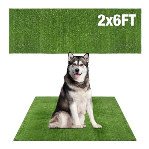 GLOBREEN Grass Pad for Dog Large Size - 2FTx6FT Dog Potty Training Turf | High Drainage, Indoor Outdoor Pets Pee Fake Grass Runner Rug for Balcony Patio Yard Deck Pools Walkway, 8mm Low Pile - size: 2FTX6FT