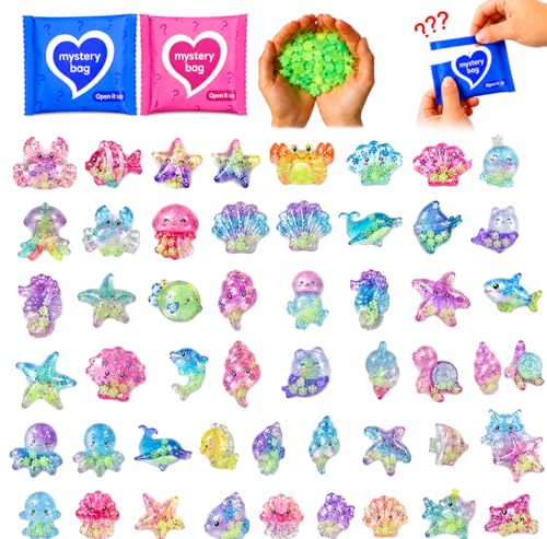 100PCS Ocean Mystery Blind Bags Mini Resin Animals, Cute Sea Creature Blind Box Surprise Toys, Tiny Figures for Kids Ocean Animal Collectibles for Party Favors DIY Crafts Phone Decor Classroom Prize - color: 100pcs Ocean