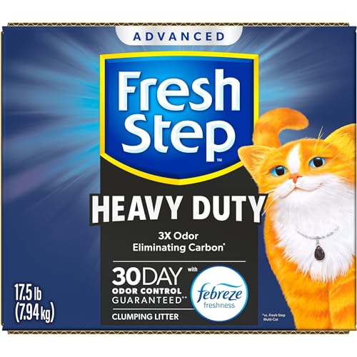 Fresh Step Heavy Duty Odor Block Advanced Multi Cat Clumping Litter with Febreze, 52.5 lb (Package May Vary),(17.5lb Pack x 3) - size: 17.5 lb (Pack of 3)