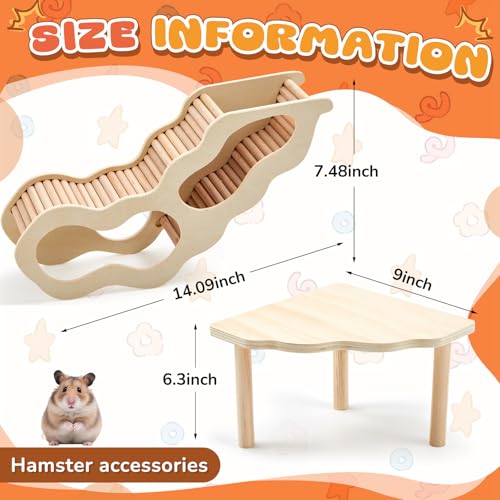 2 Pcs Wooden Hamster Platform with Ladder & Tunnel for Gerbils, Rats, Mice, Syrian Hamsters Burrowing Climbing, Hamster Cage Accessories, Habitat Enrichment Decor(Secret Peep Tunnel) - style: Secret Peep Tunnel