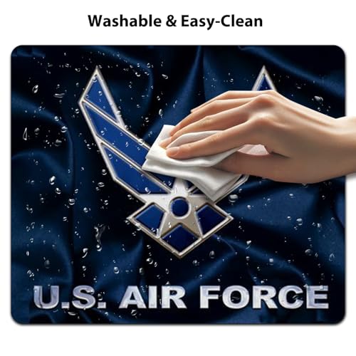 US Air Force Patriotic Military Mouse Pad, Navy Blue Satin Art Desk Mat | American Armed Forces,9.5"x 7.9", Cute Smooth & Anti-Slip Mousepad, USAF Veteran Gift - color: Navy Blue