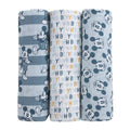 Disney Mickey Mouse 3 Piece Muslin Swaddle Baby Blanket Set - color: Mickey Mouse Gray, Charcoal, and White