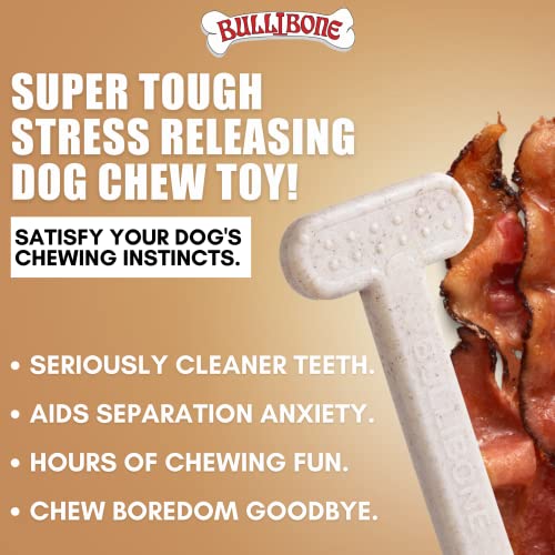 Bullibone Nylon Dog Chew Toy for Aggressive Chewers - Dental Hygiene Bone with Bacon Flavor, Durable Tough Chew Toys for Extra Large Dogs, Indestructible Dog Bone - 2 Pack - size: XL - 2 Pack