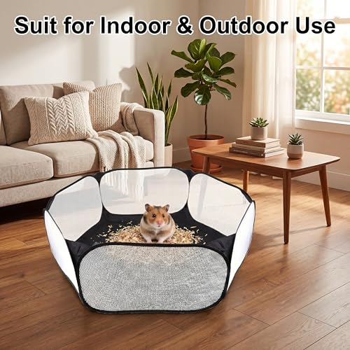 Small Animals Playpen, Portable Pop-up Open Interactive Pet Tent, Indoor Outdoor Fence for Rabbits, Guinea Pig, Hamster, Chinchillas, Kittens, Puppies