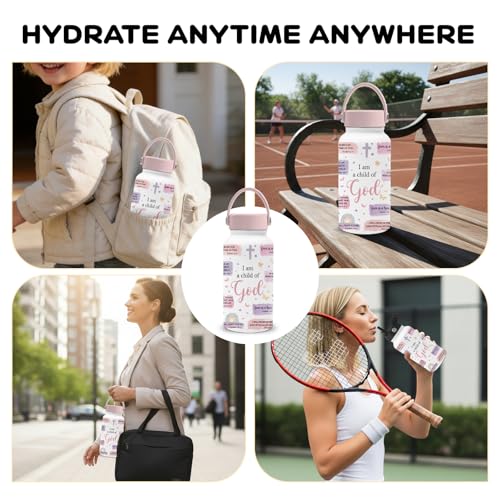 Christian Gifts for Women, 25oz Child of God Water Bottle with Straw Lid & Direct-drink Lid - God Insulated Water Bottles, BPA-free Leakproof Sports Waters Bottle for Daily School, Christ Gift Cup - color: Purple Christ