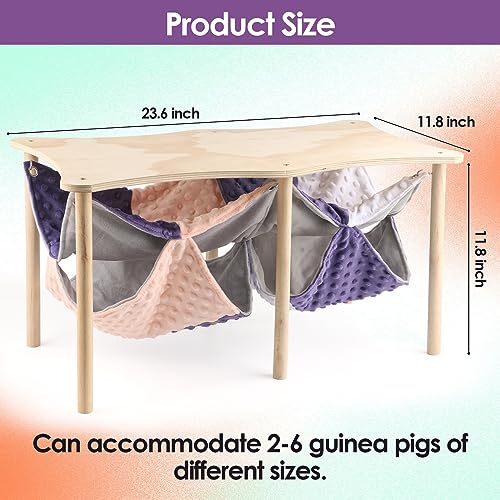 Guinea Pig Hammock,Double Ferret Rat Hammock with Stand,2PCS Hanging Soft Small Animal Toys Sleeping Bed with Durable Wooden Stand for Chinchilla Bunny Hiding and Playing