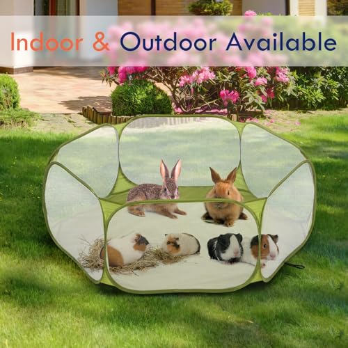 Pawaboo Small Animals Playpen, Green | Waterproof Small Pet Cage Tent, Strong Steel Wire Frame, Portable Outdoor - color: Avocado Green