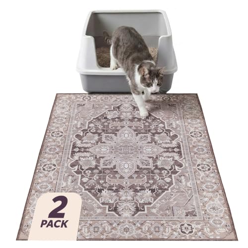 Lovewag Cat Litter Mat, Litter Box Mat, Caramel Creme, 16x24, 2 Pack | Washable litter mat cover, kitty litter mat & cat mat for litter box, litter trapping mat, prevents tracking, multi-cat - color: Caramel Creme, size: 16x24 inches (Pack of 2)