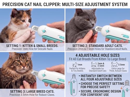 Cat Nail Clippers, Adjustable Hole Anti Over Cutting Trimmer with Hidden File & Anti-Splash Storage for Small Pets (Pink) - color: Pink