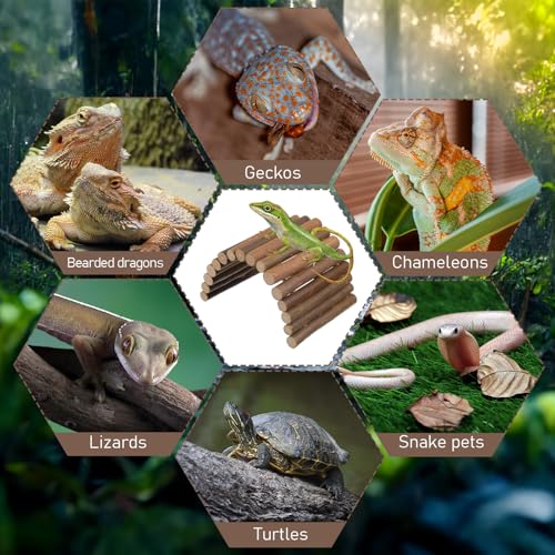 Natural Wood Hideout Hamster Bridge Tunnel Ladder Hamster Cage Accessories Small Animal Molar Chew Toys Reptile Tank Habitat Decor Hiding Hut for Chinchillas Lizards Mice Spiders Rabbit Brown