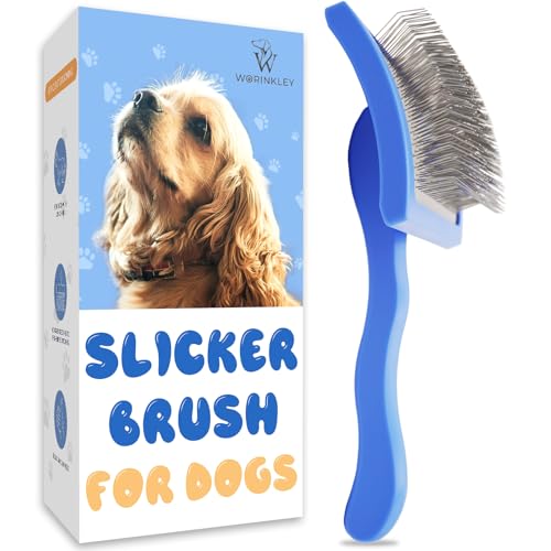 Slicker Brush for Dogs, Professional Pet Doodle Grooming brushes for Goldendoodles, Labradoodles, Poodles - Long Pin Detangler for Dematting dog slicker brush - Large