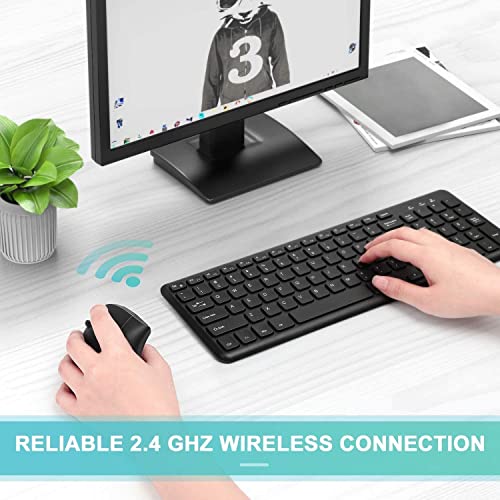 Ergonomic Left-Handed Wireless Vertical Mouse, 2.4G, 3 Adjustable DPI (800/1200/1600), Specially for Left Handers - color: Black - Left Hand - Battery