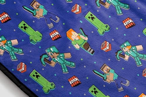 Jay Franco Minecraft Plush Throw Blanket - Measures 50 x 60 Inches - Kids Super Soft Blue Fleece Bedding, Features Creeper - color: Blue - Minecraft