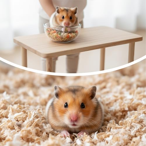 cobee 9.84x4.72x4.72in Hamster Play Wooden Platform, Hamster Cage Platform Hamsters Hideout Decorations Cage Accessories Small Animal Wood Stand for Mice Hamsters Squirrel Small Animal