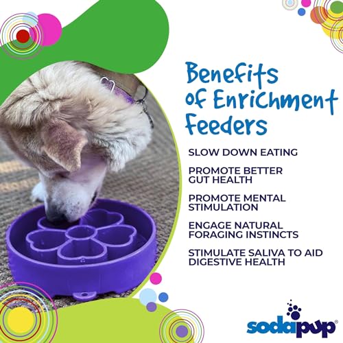 SodaPup Flower Design Enrichment Bowl – Durable Slow Feeder Bowl Made in USA from Non-Toxic, Pet-Safe, Food Safe Material for Mental Stimulation, Slowing Down Eating, Healthy Digestion, & More - color: Purple Flower Ebowl