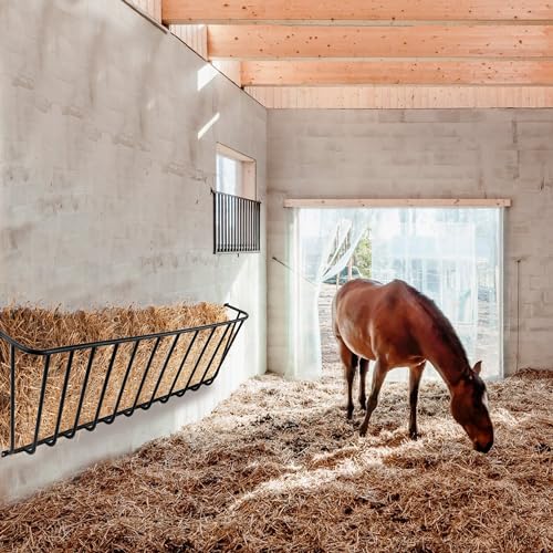 Hay Feeder Goat, 64.17 x 21.26 x 12.2 Multiple Sided Goat Hay Rack, Heavy Duty Galvanized Metal Wall Hay Rack for Sheep Horses, etc - size: 64.17 INCH