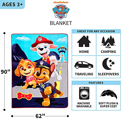 Franco Kids Bedding Super Soft Plush Micro Raschel Blanket, 62 in x 90 in, Paw Patrol - color: Paw Patrol, size: 62 in x 90 in