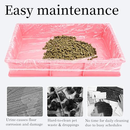 Disposable Small Animal Cage Liners, 50 Pcs Pet Litter Tray Liner | Quick Cleanup Leak-Proof PE Plastic Film Bags for Rabbit Guinea Pig Hamster Chinchilla Hedgehog Bird Cage & Litter Pan - size: 47 in
