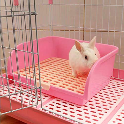 Hamiledyi Large Rabbit Litter Box Corner Bedding Box Chinchilla Toilet Trainer Square Potty Pet Pan for Adult Guinea Pig, Galesaur.Ferret and Other Animals - color: PINK
